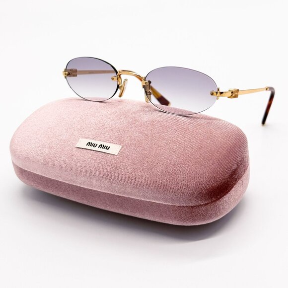 NEW MIU MIU SUNGLASSES MUA54S 5AK04O OVAL GOLD WOMEN SUNGLASSES MU A54S SMU A54 main image 6